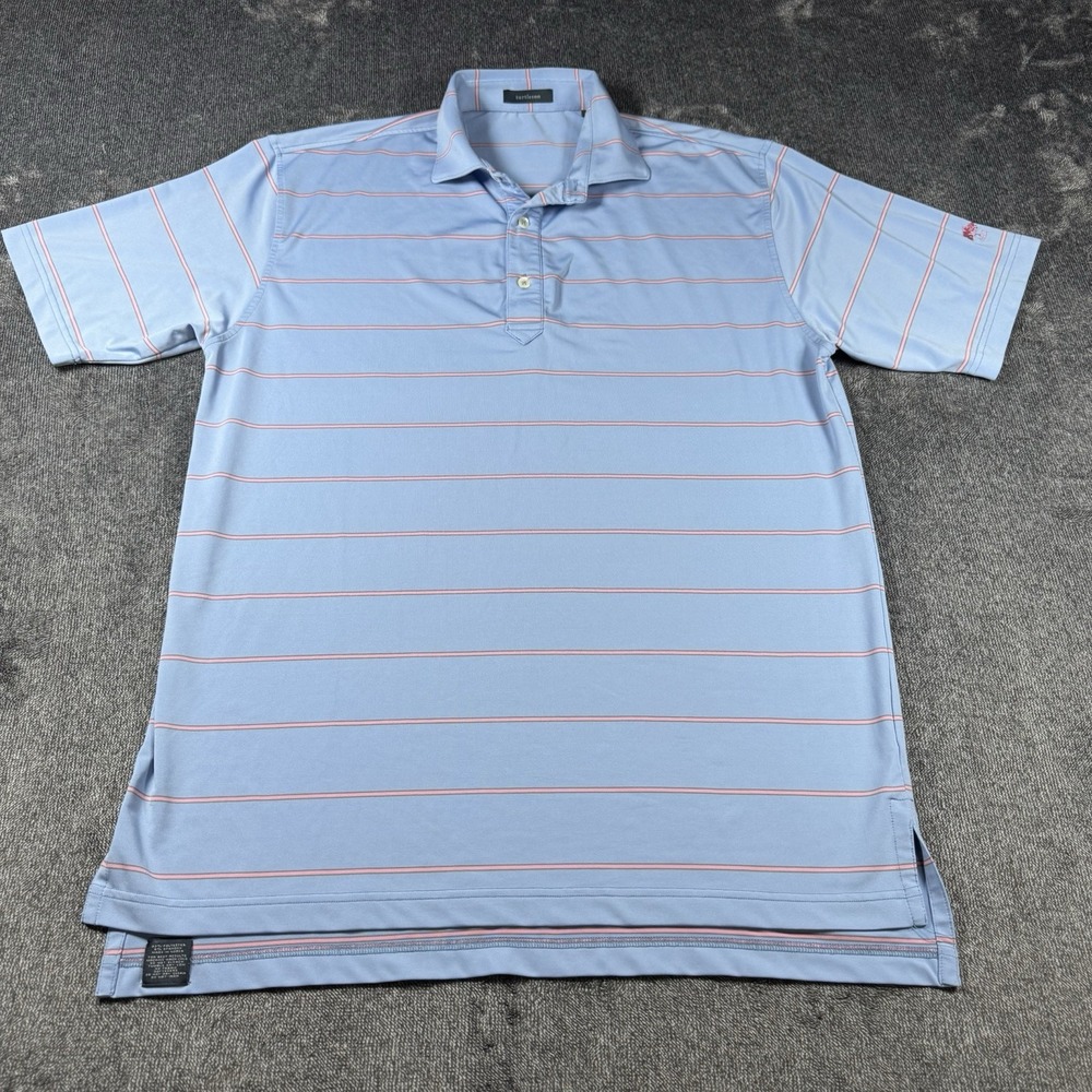 Turtleson Alothia Club Golf Polo Shirt Mens Size Medium Blue Pink 1922 Striped